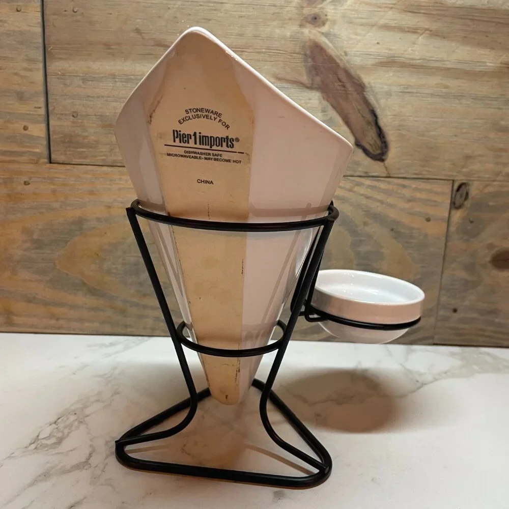 Ceramic Cone Appetizer Fries Carrots and Dip Serving Dish Set